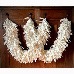 Set of 2 Natural Muslin Rag Garlands - 4'-4" each